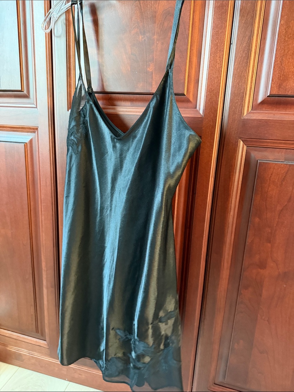 Oscar de la Renta Black Satin Slip Chemise